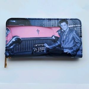 Elvis Presley Pink Cadillac Zippered Wallet with Wrist Strap